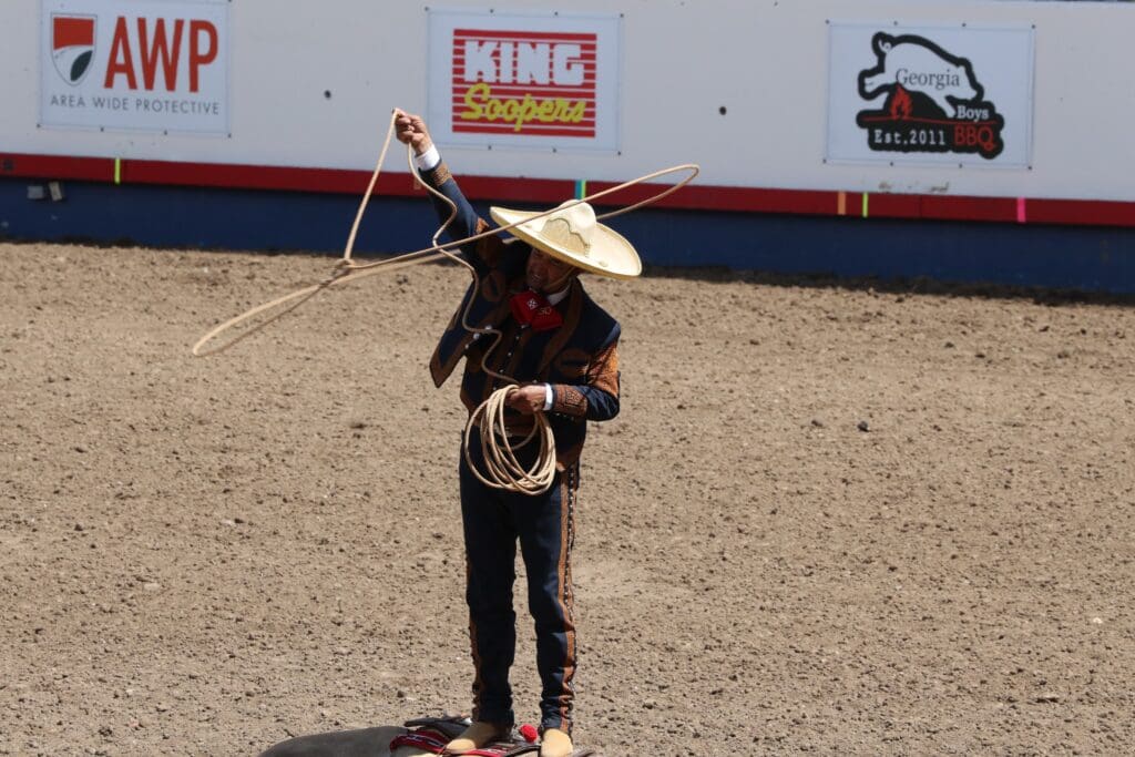 Cowboy performing rope tricks