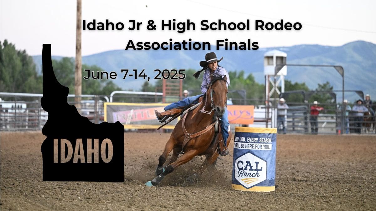 Barrel racer. Idaho High School Rodeo Assoc Finals 2025. Photo courtesy ihsraidaho.com