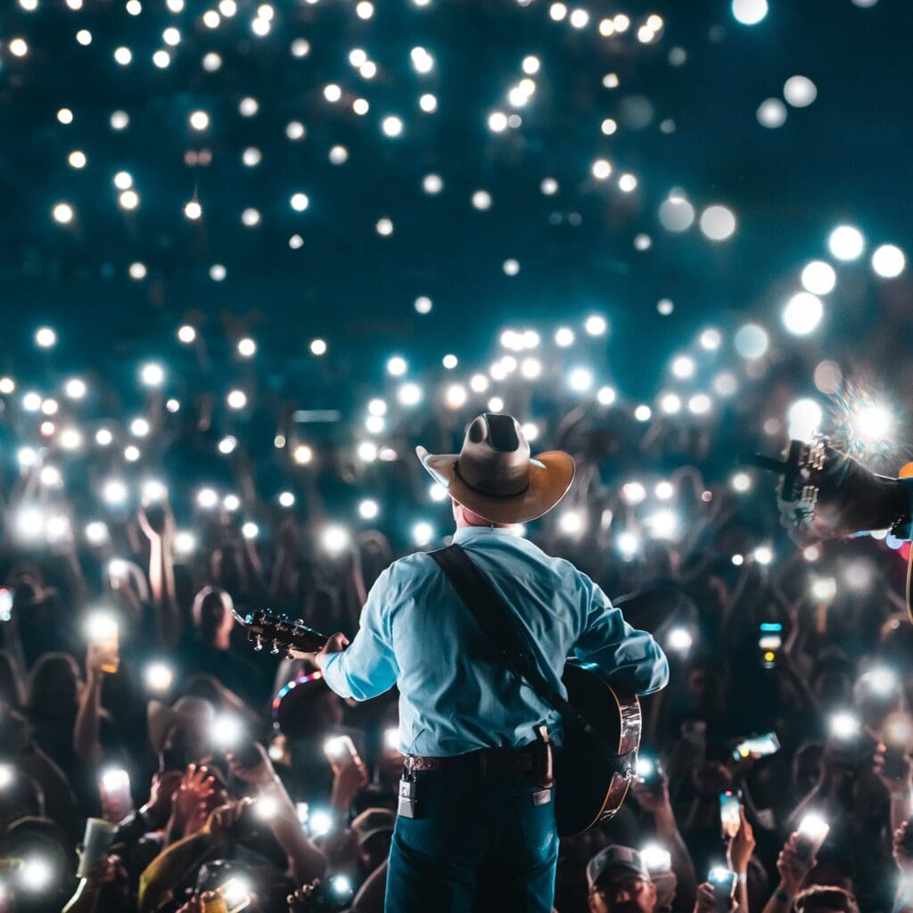 Country artist on stage performing