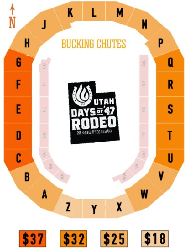 Utah Days of 47 Rodeo Seating Chart
