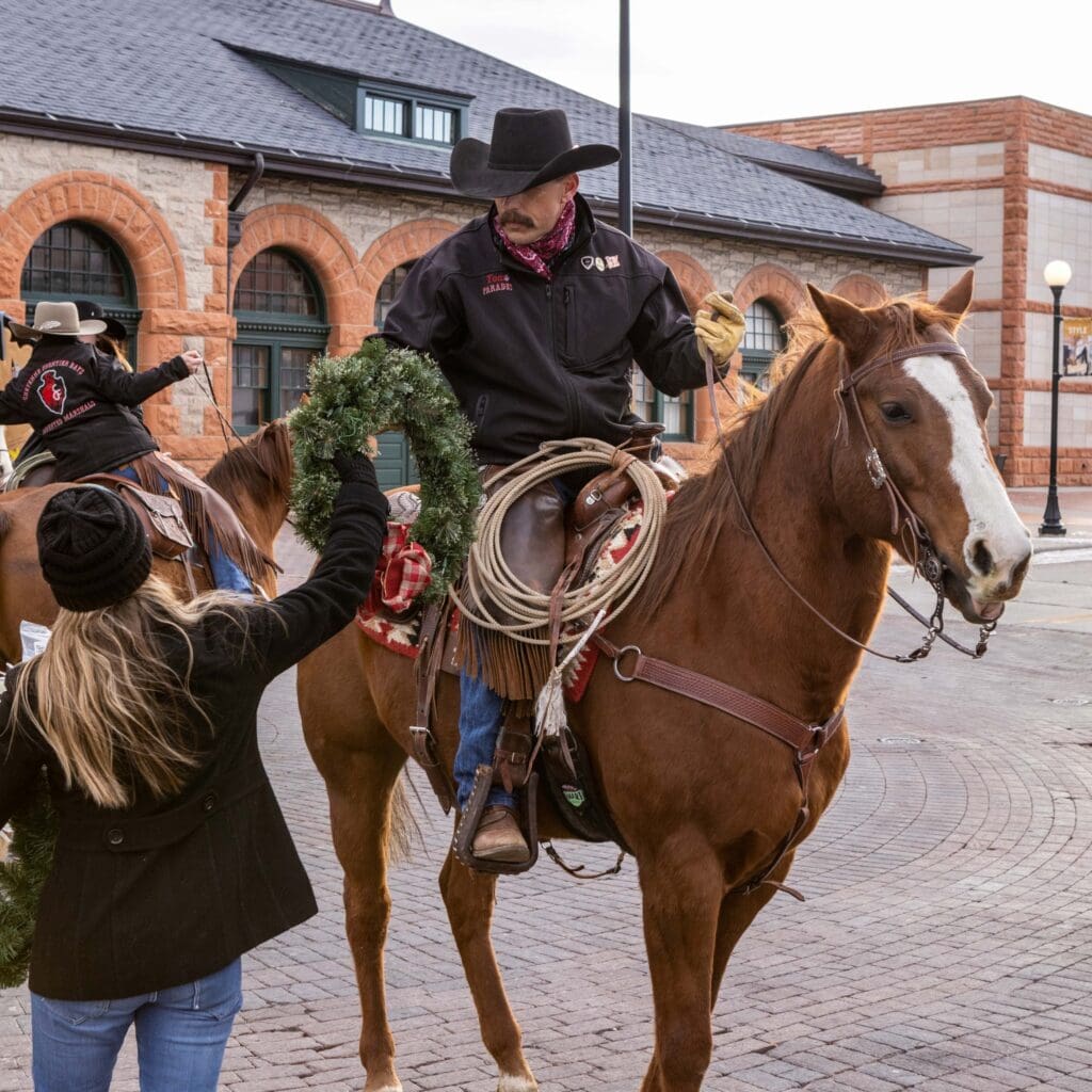Cowboy with Christmas Wreath
