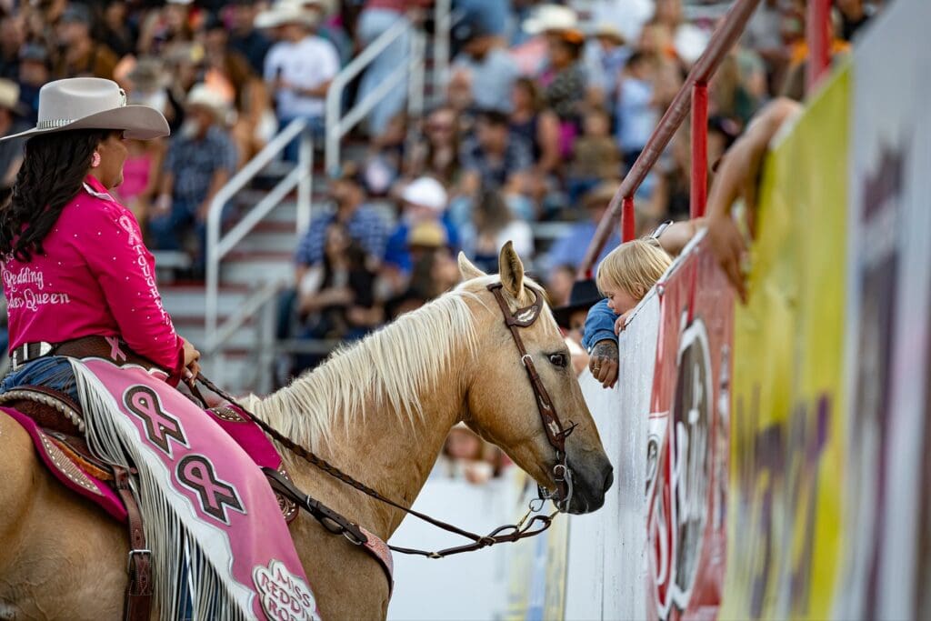 Rodeo Queen at Redding Rodeo wearing Pink in honor of Buckin' Cancer Night