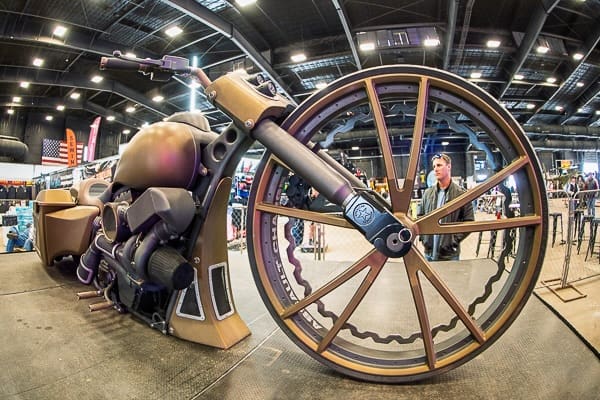 Close-up photo of custom motorcycle