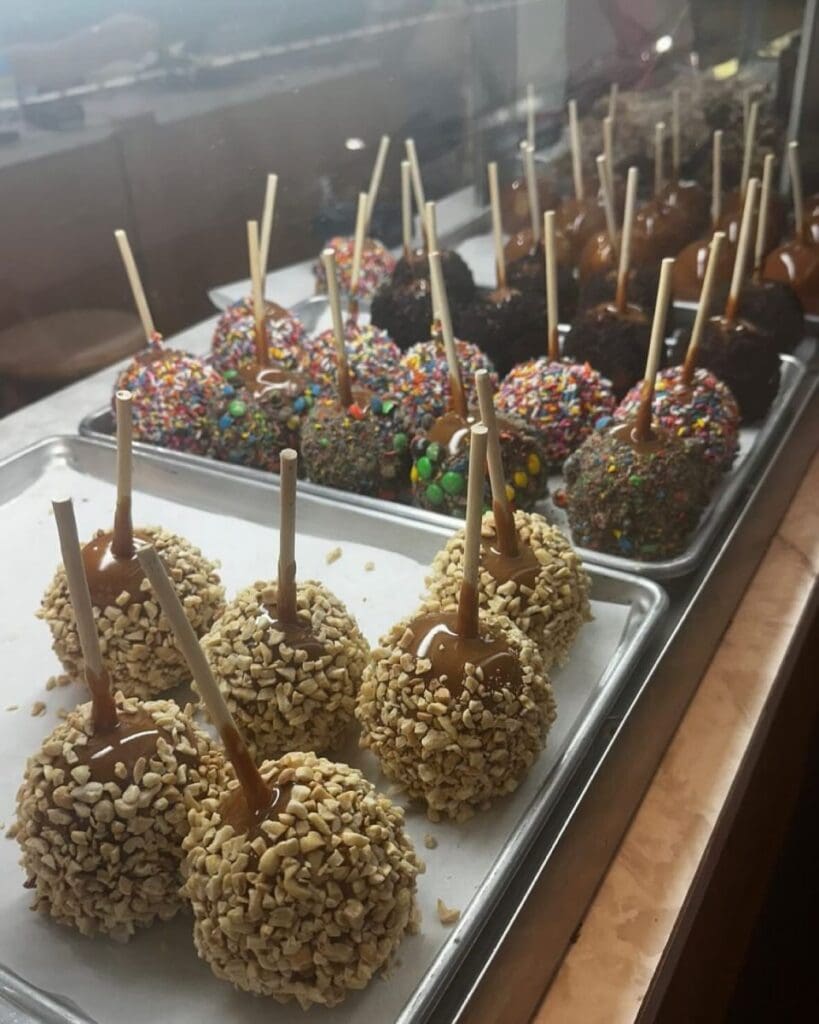 Tray of caramel apples