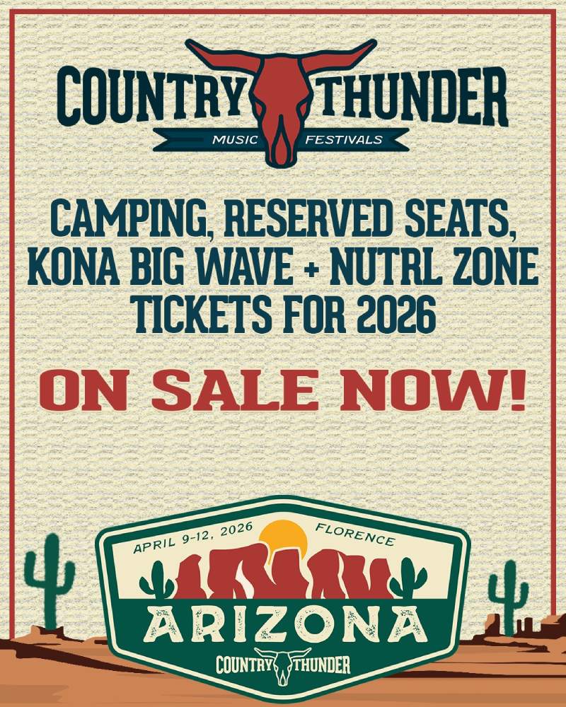 flyer to buy tickets for country thunder