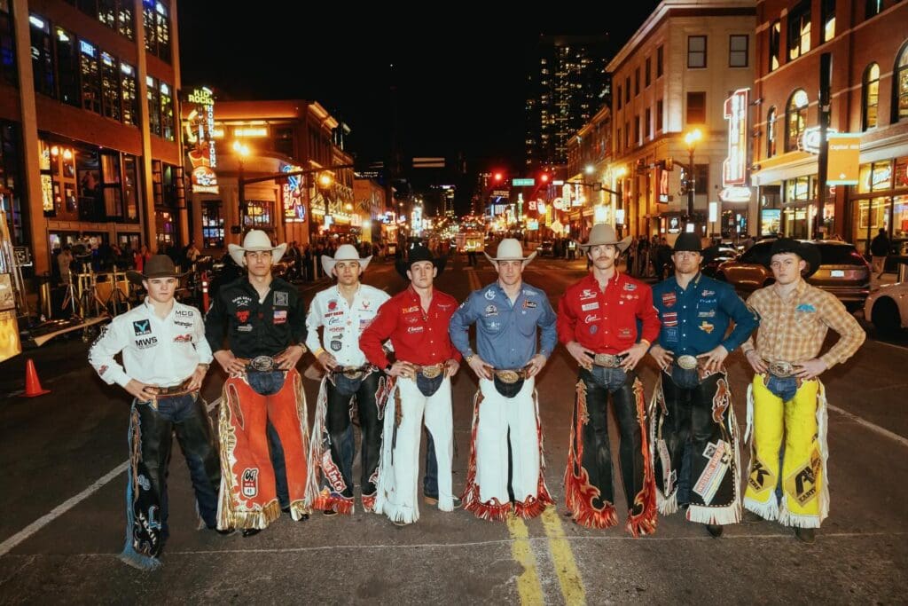 Cowboys standing on Broadway St. in Nashville