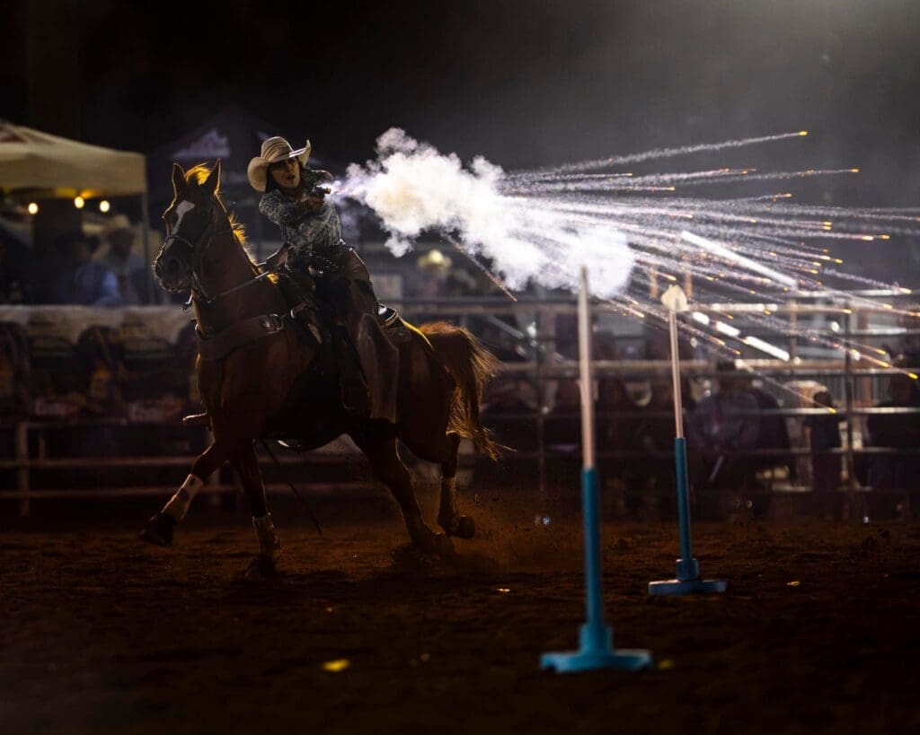 Mounted shooter in the arena