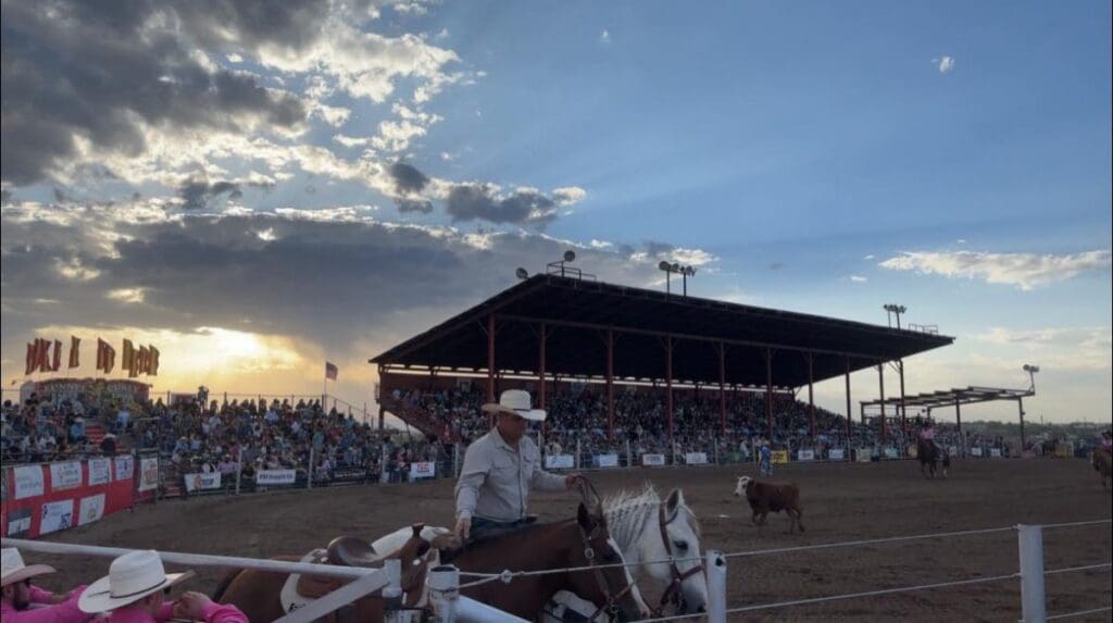 Santa Fe Rodeo Grounds w Sunset.  Photo Courtesy of Rodeo de Santa Fe.