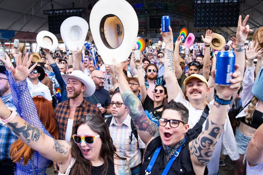 Fans cheering at the Calgary Stampede
