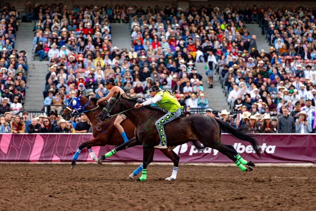 Relay racers at the Calgary Stampede