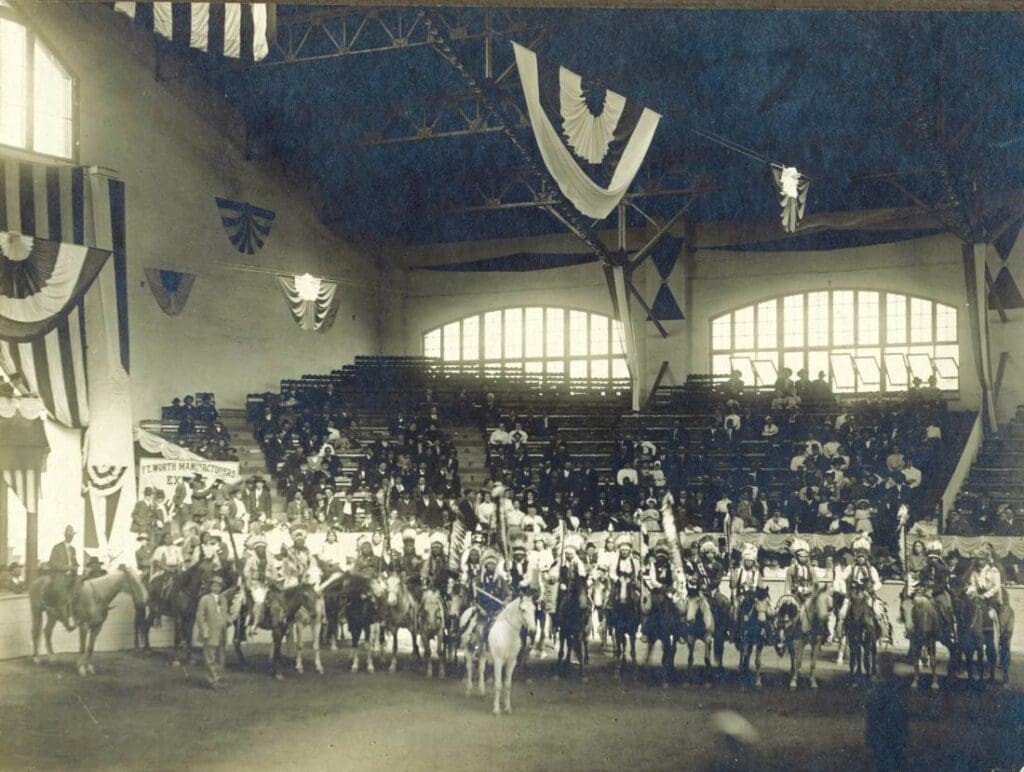 Quanah Parker leads the Grand Entry for the Southwestern Exposition and Livestock Show at Cowtown Coliseum in 1909 