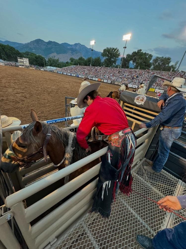 Behind the chutes. Photos courtesy of Ogden Pioneer
