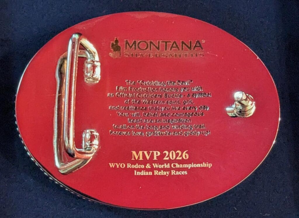 WYO Rodeo World Championship Indian Relay Races-MVP Buckle, back 