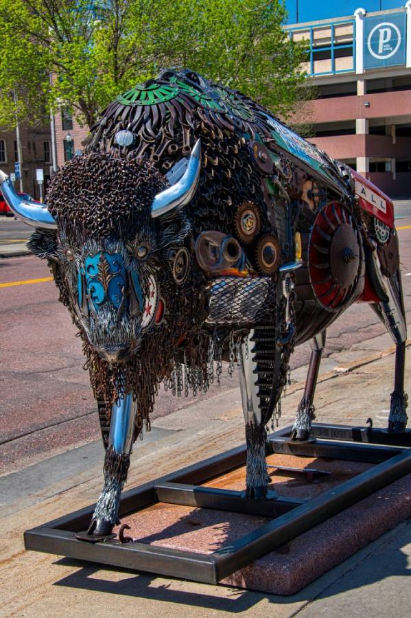 Bison.  Sculpture Walk.  Photo by Sculpturewalksoixfalls.com