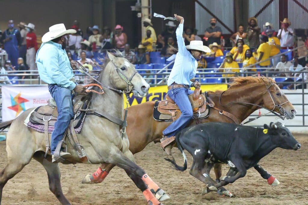 Rodeo athletes competing