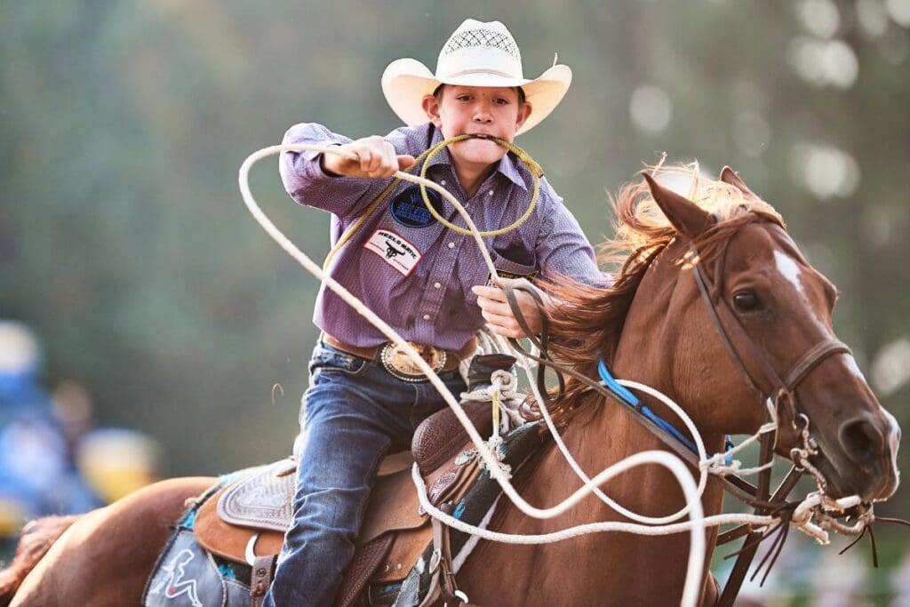 Truckee Pro Rodeo Action- Male Roper. Photo credit- Matt Cohen.