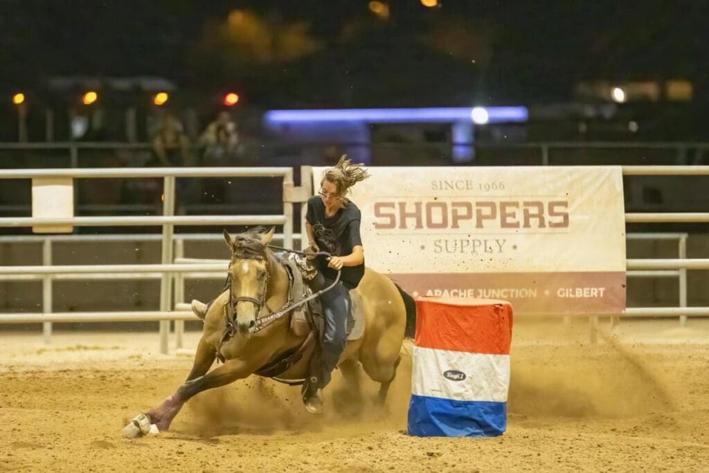 Barrel race. Photo from Creek Bash Rodeo 2025 FB.