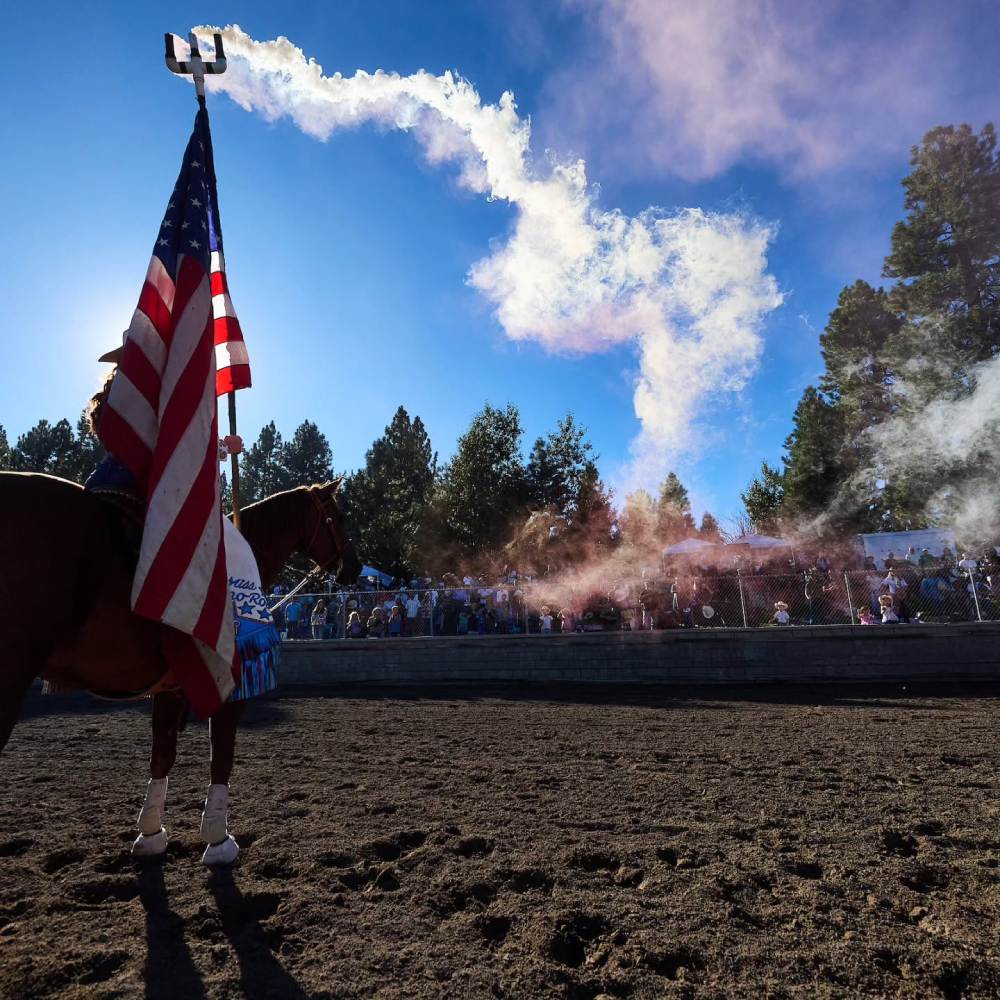 Presentation of the Flag. Photo from Truckee Pro Rodeo Facebook.