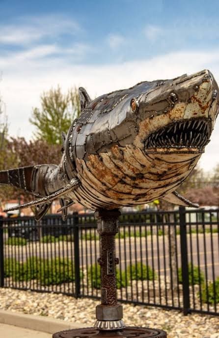 Shark.  Sculpture Walk.  Photo by Sculpturewalksoixfalls.com